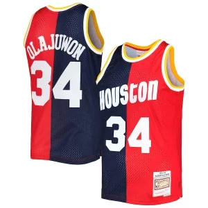 Hakeem Olajuwon Houston Rockets Hardwood Classics 1993/94 Premium Split Swingman Jersey Navy/Red