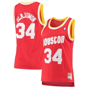 Hakeem Olajuwon Houston Rockets Trendy Women's 1993/94 Hardwood Classics Swingman Jersey Red/Navy