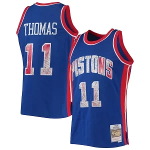 Isiah Thomas Detroit Pistons 1988/89 Hardwood Classics NBA 75th Anniversary Diamond Swingman Jersey Unique Blue