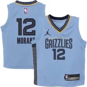 Ja Morant Memphis Grizzlies Jordan Brand Preschool 2022/23 Statement Edition Unique Jersey Light Blue