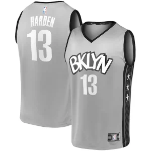 James Harden Brooklyn Nets Elegant Fast Break Replica Jersey Charcoal Statement Edition/White