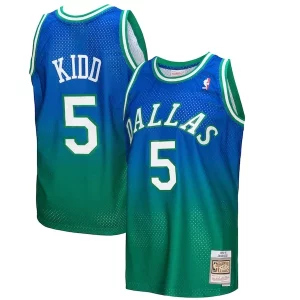 Jason Kidd Dallas Mavericks Eye - catching 1994/95 Hardwood Classics Fadeaway Swingman Player Jersey Green/Navy