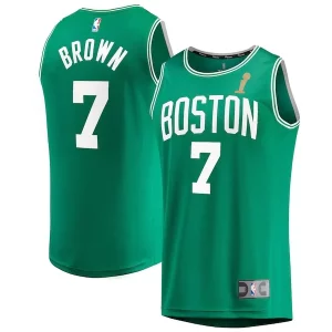 Jaylen Brown Boston Stylish Celtics 2024 NBA Finals Champions Fast Break Replica Player Jersey Kelly Green Icon Edition