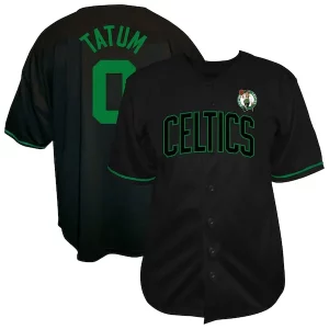 Jayson Tatum Boston Celtics Profile Big Eye - catching & Tall Name & Number Button Up Jersey Black