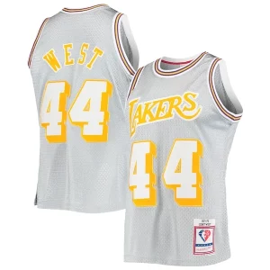 Jerry West Los Angeles Lakers 75th Anniversary 1971/72 Hardwood Classics Swingman Jersey Stylish Silver