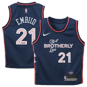 Joel Embiid Philadelphia Elegant 76ers Nike Preschool Swingman Replica Jersey City Edition Navy