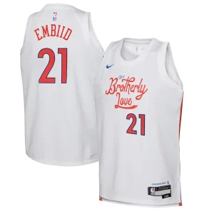 Joel Trendy Embiid Philadelphia 76ers Nike Youth 2022/23 Swingman Jersey City Edition White