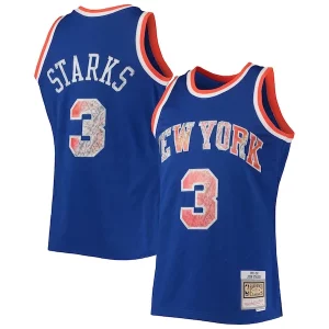John Starks New York Knicks 1991/92 Hardwood Classics NBA Trendy 75th Anniversary Diamond Swingman Jersey Blue