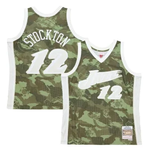 John Stockton Utah Jazz Hardwood Classics 1998/99 Ghost Green Trendy Swingman Jersey Camo