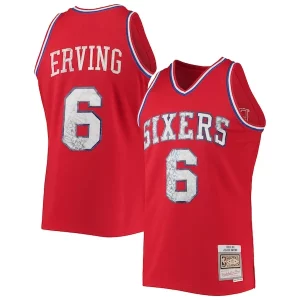 Julius Erving Philadelphia 76ers 1982/83 Hardwood Classics NBA 75th Anniversary Diamond Elegant Swingman Jersey Red