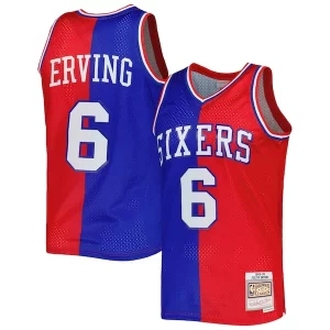 Julius Erving Premium Philadelphia 76ers Hardwood Classics 1982/83 Split Swingman Jersey Royal/Red