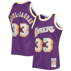 Kareem Abdul Jabbar Los Angeles Elegant Lakers 1996 97 Hardwood Classics NBA 75th Anniversary Diamond Swingman Jersey Purple