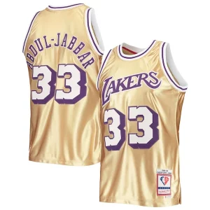 Kareem Abdul Jabbar Los Angeles Lakers 75th Anniversary 1983/84 Hardwood Classics Swingman Premium Jersey Gold