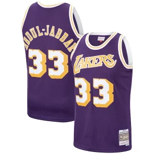 Kareem Elegant Abdul Jabbar Los Angeles Lakers Hardwood Classics Swingman Jersey Purple/Gold