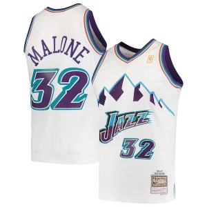 Karl Malone Utah Gorgeous Jazz 1996/97 Hardwood Classics Swingman Jersey White