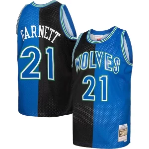 Kevin Garnett Minnesota Timberwolves Hardwood Classics Unique 1995/96 Split Swingman Jersey Black/Blue