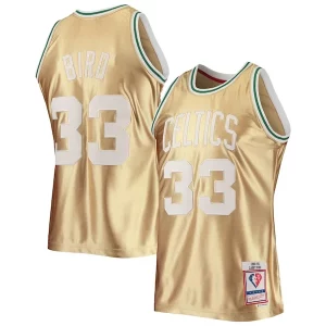 Larry Bird Boston Celtics 75th Anniversary Gorgeous 1985/86 Hardwood Classics Swingman Jersey Gold