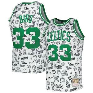 Larry Bird Boston Gorgeous Celtics 1985/86 Hardwood Classics Doodle Swingman Jersey White