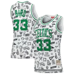 Larry Bird Boston Unique Celtics Women's 1985 Doodle Swingman Jersey White