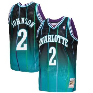 Larry Johnson Charlotte Hornets 1992/93 Hardwood Classics Fadeaway Unique Swingman Player Jersey Teal/Black