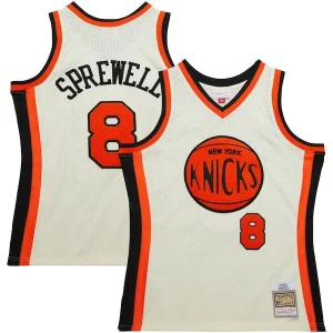 Latrell Trendy Sprewell New York Knicks Chainstitch Swingman Jersey Cream