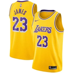 LeBron James Los Angeles Lakers Nike Swingman Player Jersey Gold Icon Eye - catching Edition