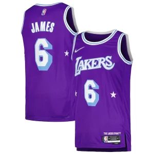 LeBron James Los Angeles Lakers Nike Swingman Player Trendy Jersey City Edition Purple