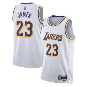 LeBron James Stylish Los Angeles Lakers Nike Unisex Swingman Jersey Association Edition White/Gold