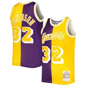 Magic Johnson Los Angeles Lakers Hardwood Classics 1984/85 Split Swingman Jersey Purple/Gold Trendy