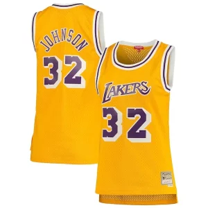 Magic Johnson Los Angeles Lakers Women's 1984/85 Hardwood Classics Trendy Swingman Jersey Gold