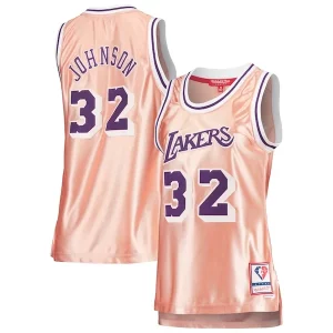 Magic Johnson Los Angeles Lakers Women's 75th Anniversary Rose Gold 1984 Swingman Jersey Pink Chic