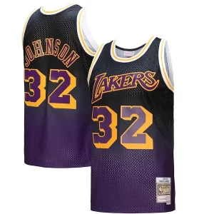 Magic Johnson Los Unique Angeles Lakers 1984/85 Hardwood Classics Fadeaway Swingman Player Jersey Purple/Black/Gold