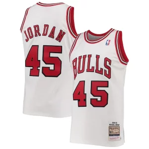 Men's Chicago Bulls Michael Unique Jordan White 1994 95 Hardwood Classics Authentic Player Jersey