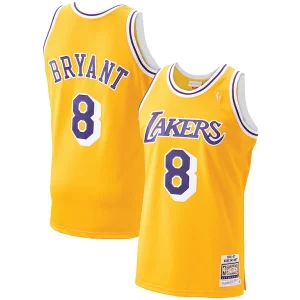 Men's Los Angeles Chic Lakers Kobe Bryant Gold 1996 97 Hardwood Classics Authentic Player Jersey
