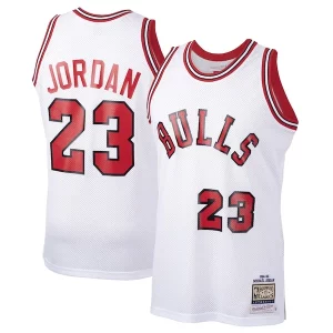 Michael Jordan Chicago Bulls 1984/85 Hardwood Classics Eye - catching Rookie Authentic Jersey White/Red