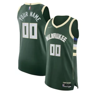 Milwaukee Bucks Nike 2021/22 Diamond Authentic Premium Custom Jersey Icon Edition Hunter Green