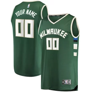 Milwaukee Bucks Youth Fast Break Custom Stylish Replica Jersey Hunter Green Icon Edition