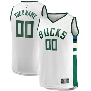 Milwaukee Bucks Youth Fast Break Replica Custom Jersey Association Edition White Stylish