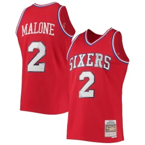 Moses Malone Philadelphia 76ers 1982/83 Hardwood Classics Elegant NBA 75th Anniversary Diamond Swingman Jersey Red