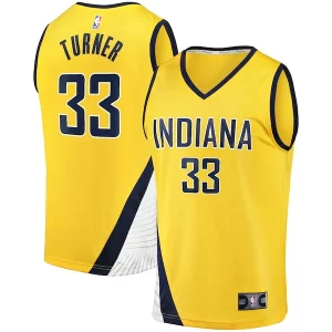 Myles Premium Turner Indiana Pacers Fast Break Replica Jersey Statement Edition Gold