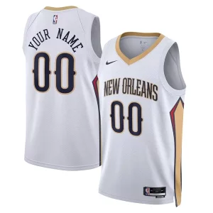 New Orleans Pelicans Nike Unisex Swingman Custom Jersey White Association Edition Trendy