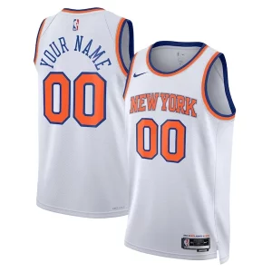 New York Knicks Nike Unisex Swingman Custom Jersey White Association Edition/Blue Gorgeous