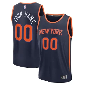 New Trendy York Knicks Custom Fast Break Jersey Navy Statement Edition