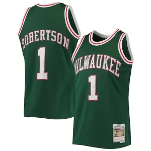 Oscar Robertson Milwaukee Bucks 1996/97 Unique Hardwood Classics NBA 75th Anniversary Diamond Swingman Jersey Green
