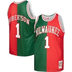 Oscar Robertson Milwaukee Bucks Hardwood Fabulous Classics 1971/72 Split Swingman Jersey Green/Red