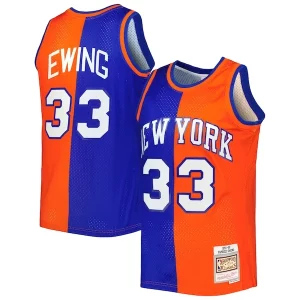 Patrick Ewing Fabulous New York Knicks Hardwood Classics 1991/92 Split Swingman Jersey Blue/Orange