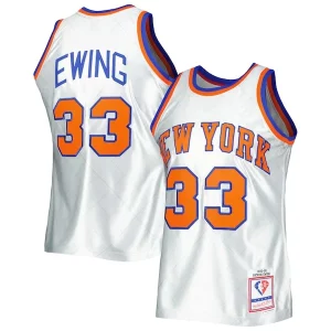 Patrick Eye - catching Ewing New York Knicks 1985/86 Hardwood Classics 75th Anniversary Swingman Jersey Platinum