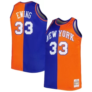 Patrick Ewing New York Knicks Big & Tall Hardwood Classics 1991/92 Split Swingman Chic Jersey Blue/Orange