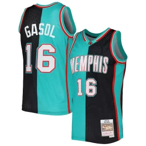 Pau Gasol Memphis Grizzlies Hardwood Classics 2001/02 Split Swingman Jersey Black/Turquoise Premium