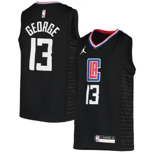 Paul George LA Clippers Jordan Brand Youth 2020/21 Swingman Player Jersey Black Statement Fabulous Edition